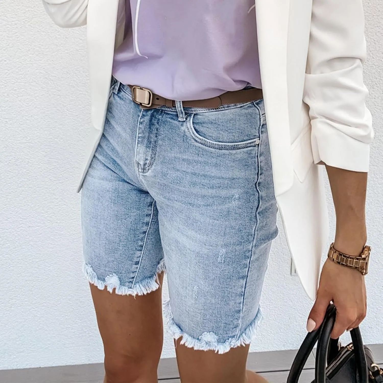 Women's Ripped Jean Shorts High Waisted Stretchy Denim Comfort Fit Summer 2025 Casual Distressed Jeans Shorts