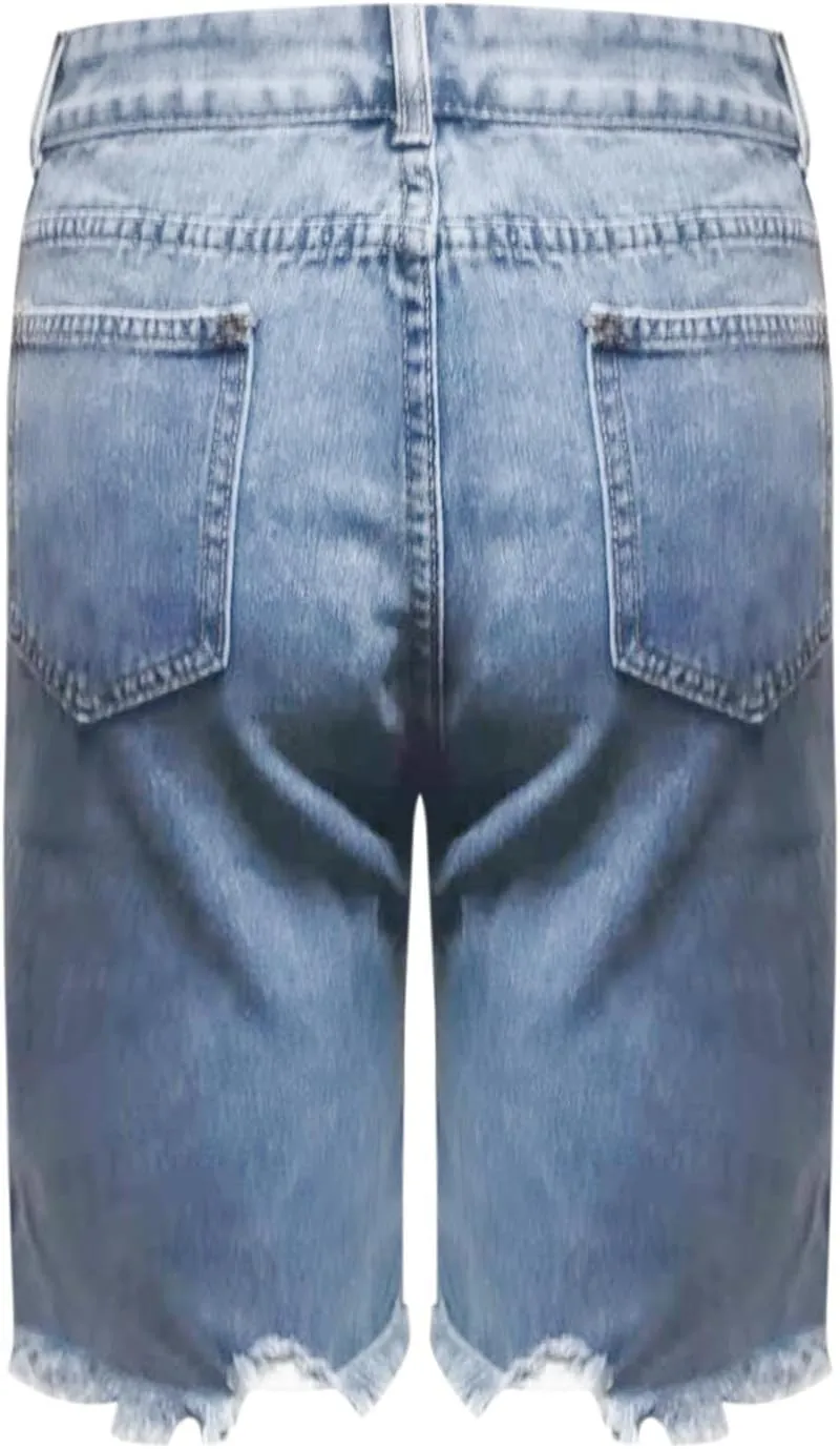 Women's Ripped Jean Shorts High Waisted Stretchy Denim Comfort Fit Summer 2025 Casual Distressed Jeans Shorts