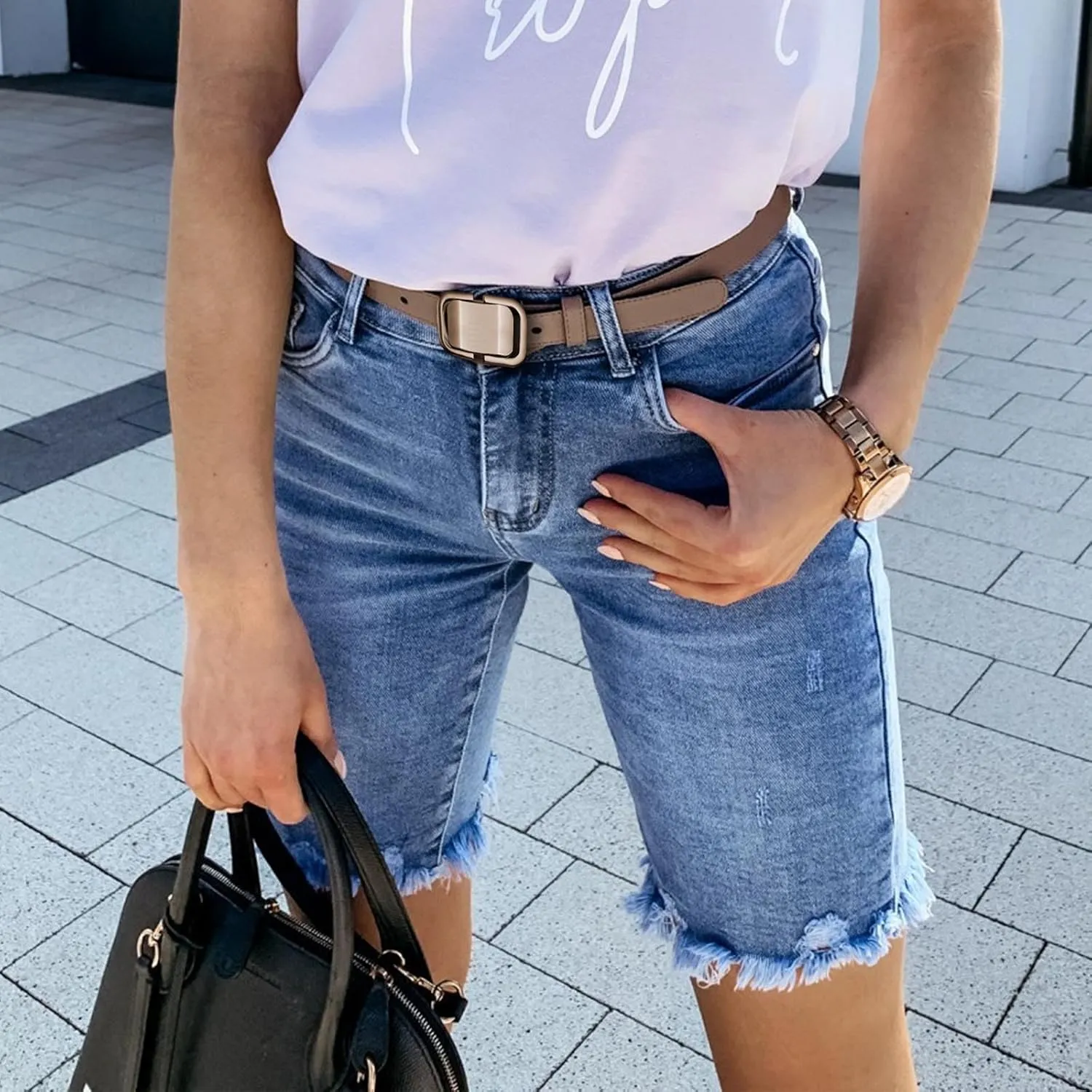 Women's Ripped Jean Shorts High Waisted Stretchy Denim Comfort Fit Summer 2025 Casual Distressed Jeans Shorts
