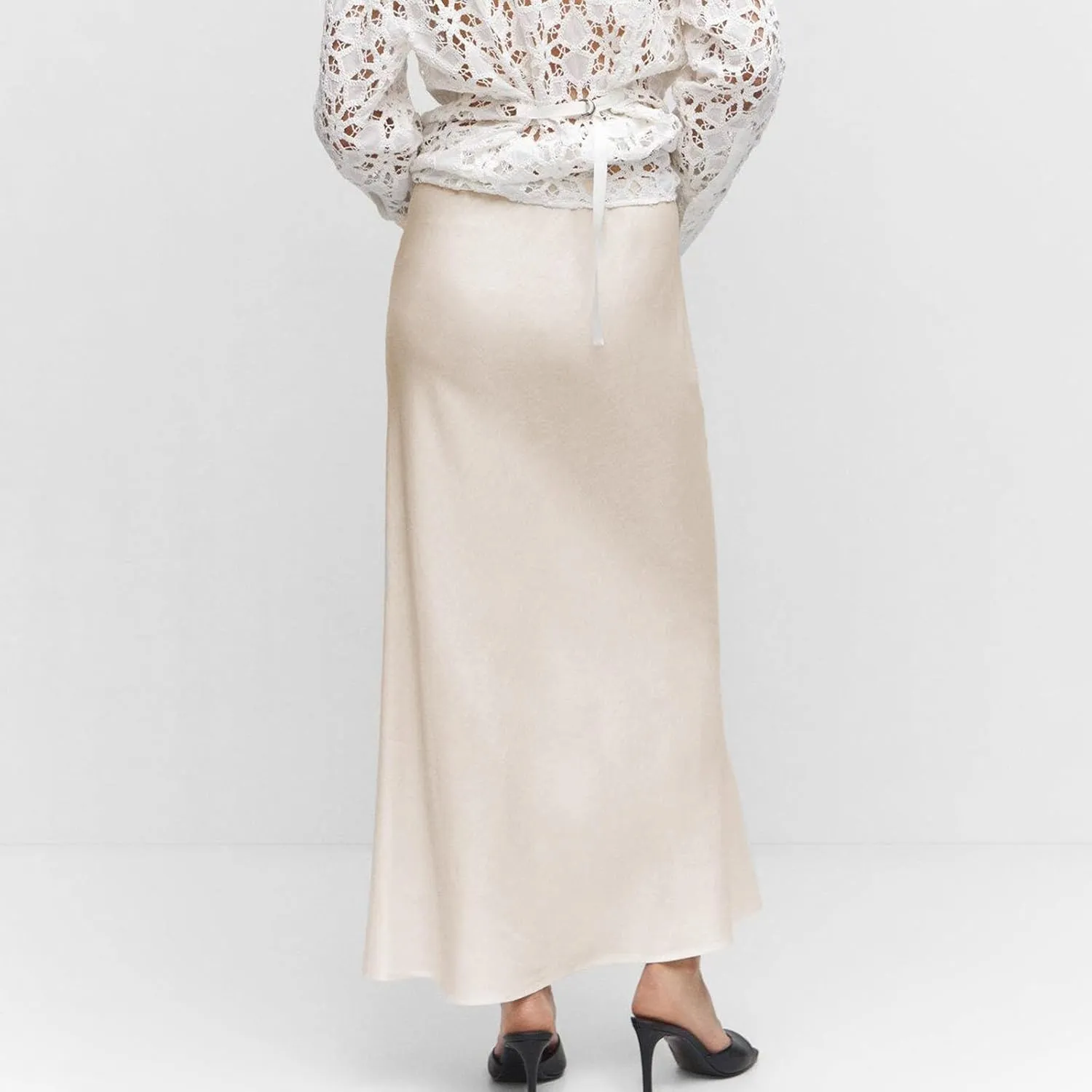 Women's Satin Maxi Skirts Drawstring High Waist Silk Flowy Casual A-Line Long Skirt Cocktail Party Weekend Midi Skirts