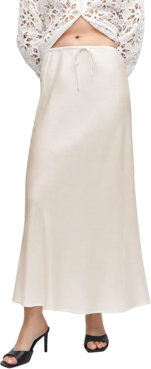 Women's Satin Maxi Skirts Drawstring High Waist Silk Flowy Casual A-Line Long Skirt Cocktail Party Weekend Midi Skirts