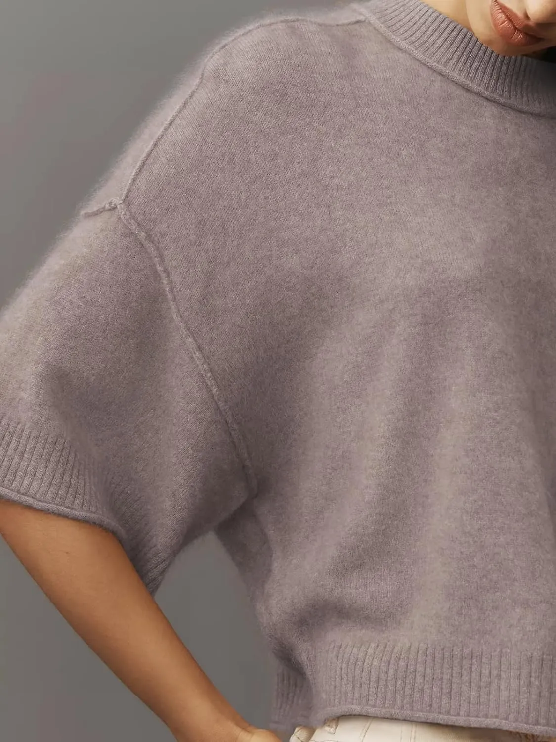 Women's Short Sleeve Cropped Sweaters 2025 Summer Oversized Loose Fit Drop Shoulder Casual Sweater Tops
