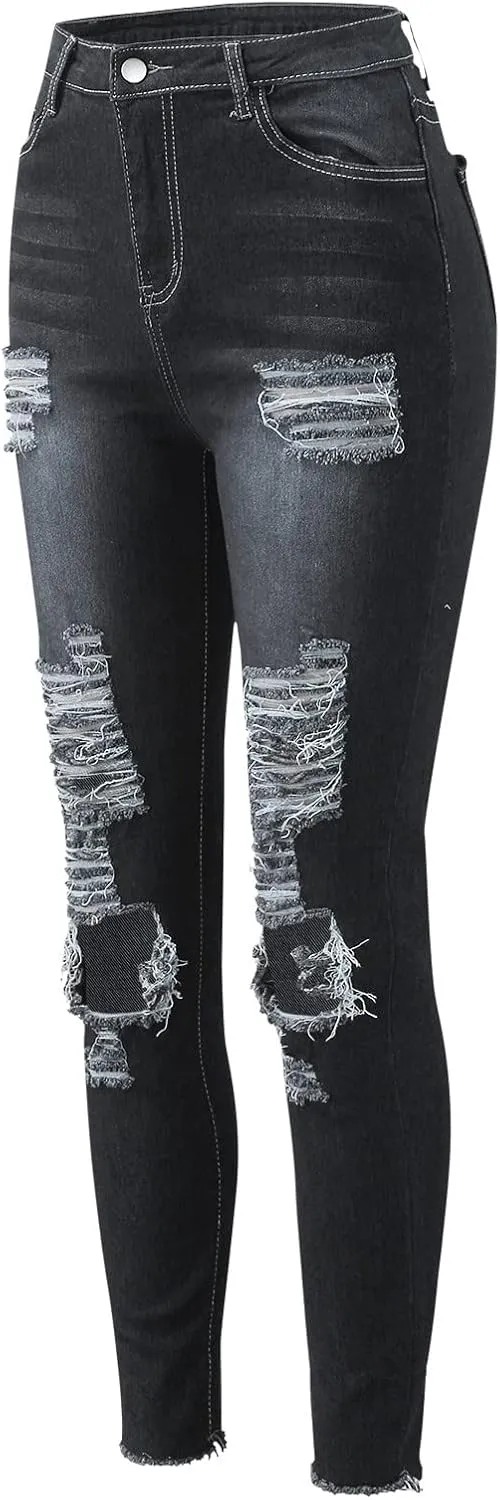 Womens Skinny Jeans Stretchy Mid Rise Jean Pants Curvy Cowboy Pants Vintage Club Outfits with Pockets