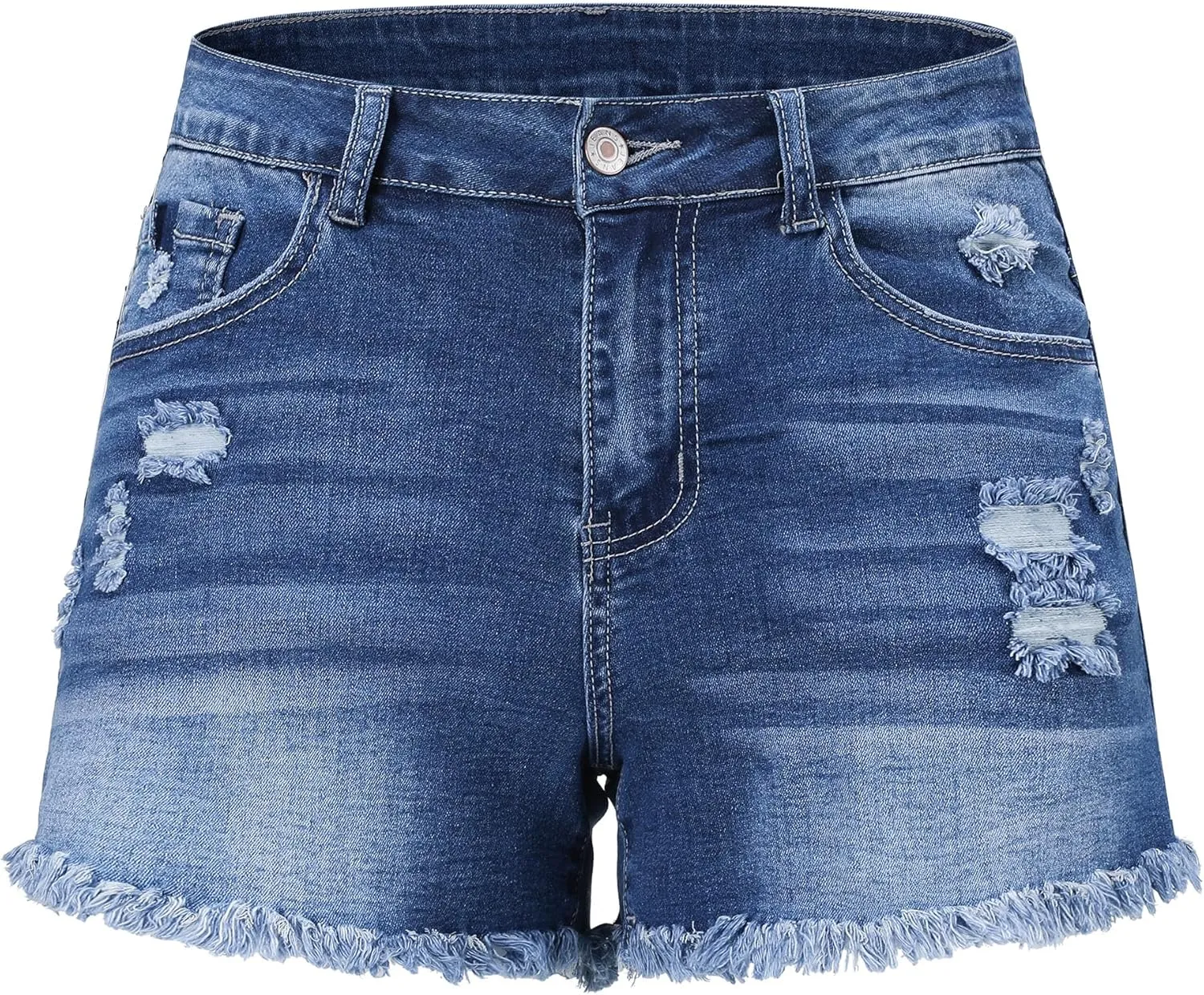 Women's Stretchy High Waisted Jean Shorts Ripped Denim Shorts