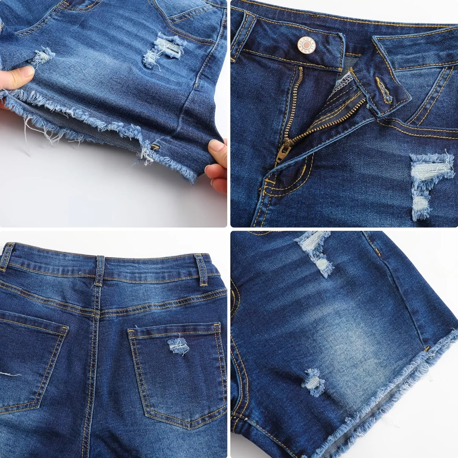 Women's Stretchy High Waisted Jean Shorts Ripped Denim Shorts