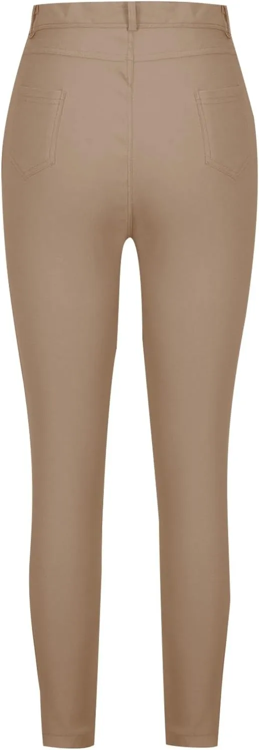 Women's Stretchy Slim Fit Skinny Leg Pull On Jeans with Pockets High Waist Denim Trousers Pants