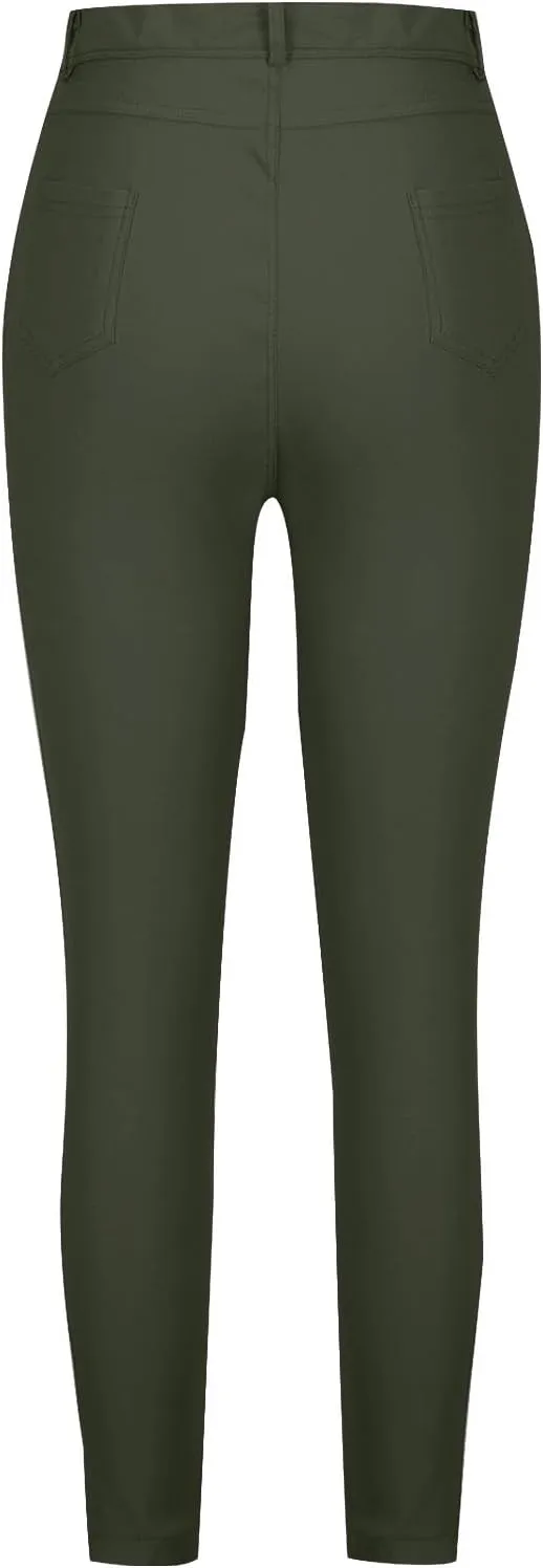 Women's Stretchy Slim Fit Skinny Leg Pull On Jeans with Pockets High Waist Denim Trousers Pants