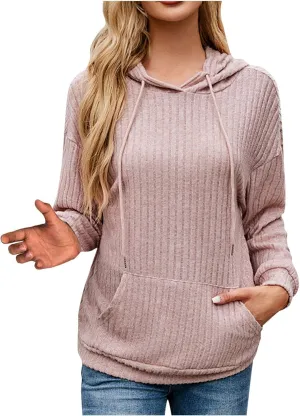 Womens Striped Oversized Hoodie Long Sleeve Fleece Drawstring Sweatshirts 2024 Casual y2k Fall Pullover Top Trendy