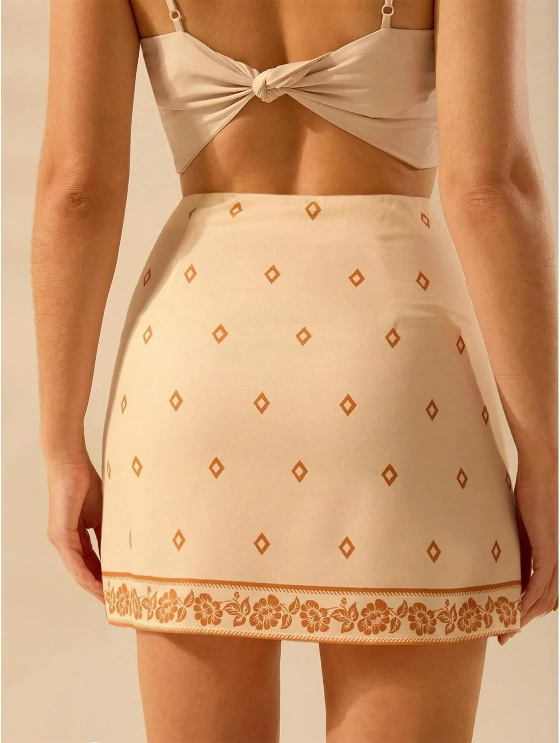Womens Summer Floral Wrap Short Skirt Tie Side High Waist A Line Beach Vacation Boho Mini Skirt