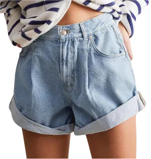 Women's Summer Jean Shorts Wide Leg Denim Shorts Y2K Streetwear High Waisted Casual Short Jeans with Pockets