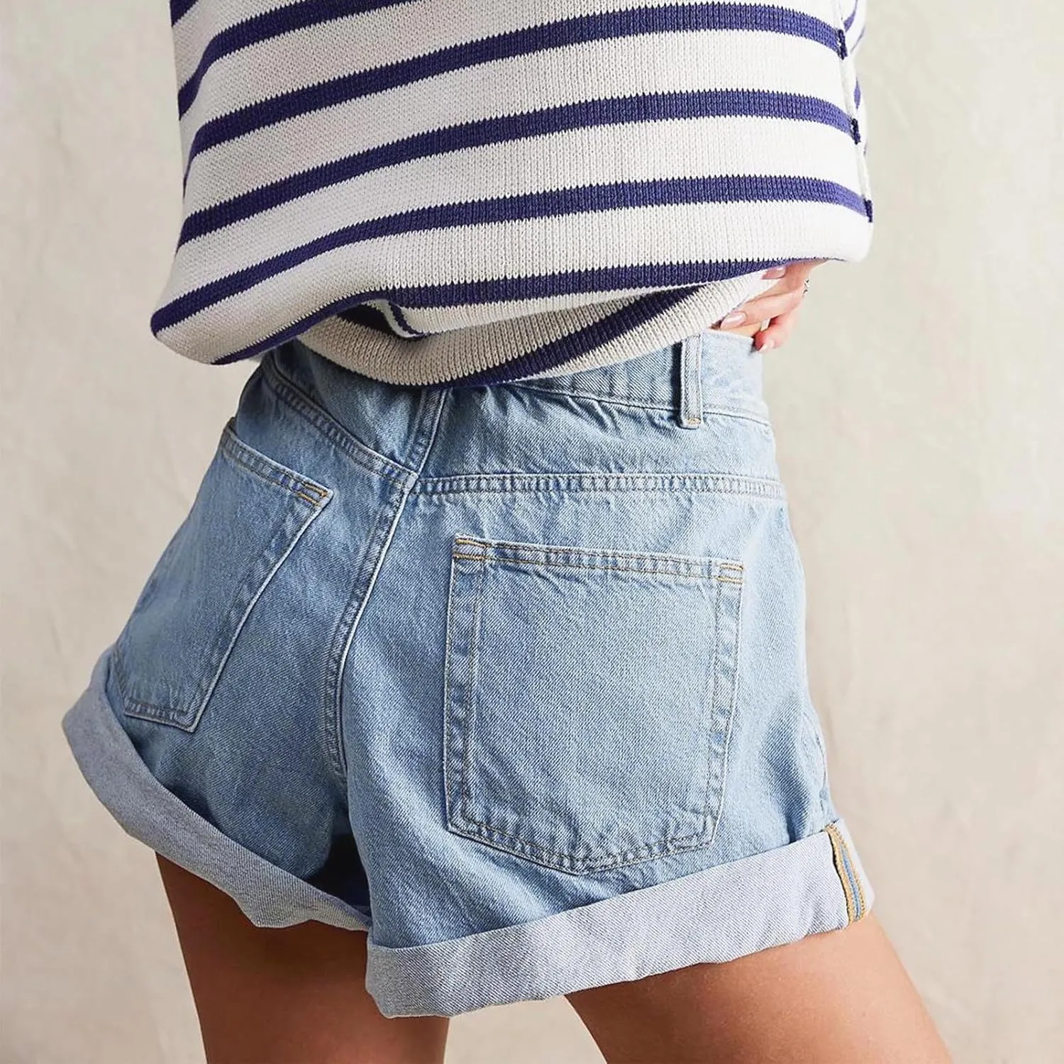 Women's Summer Jean Shorts Wide Leg Denim Shorts Y2K Streetwear High Waisted Casual Short Jeans with Pockets