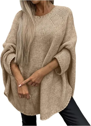 Womens Sweaters Cable Knit Round Neck Solid Color Long Sleeve Soft Lightweight Casual Jumper Tops