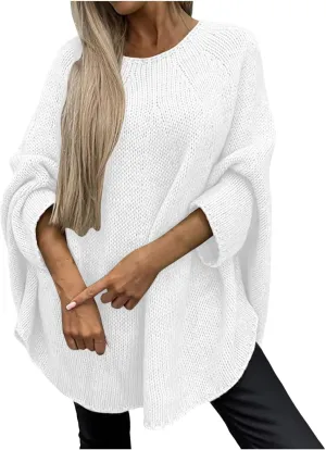 Womens Sweaters Cable Knit Round Neck Solid Color Long Sleeve Soft Lightweight Casual Jumper Tops