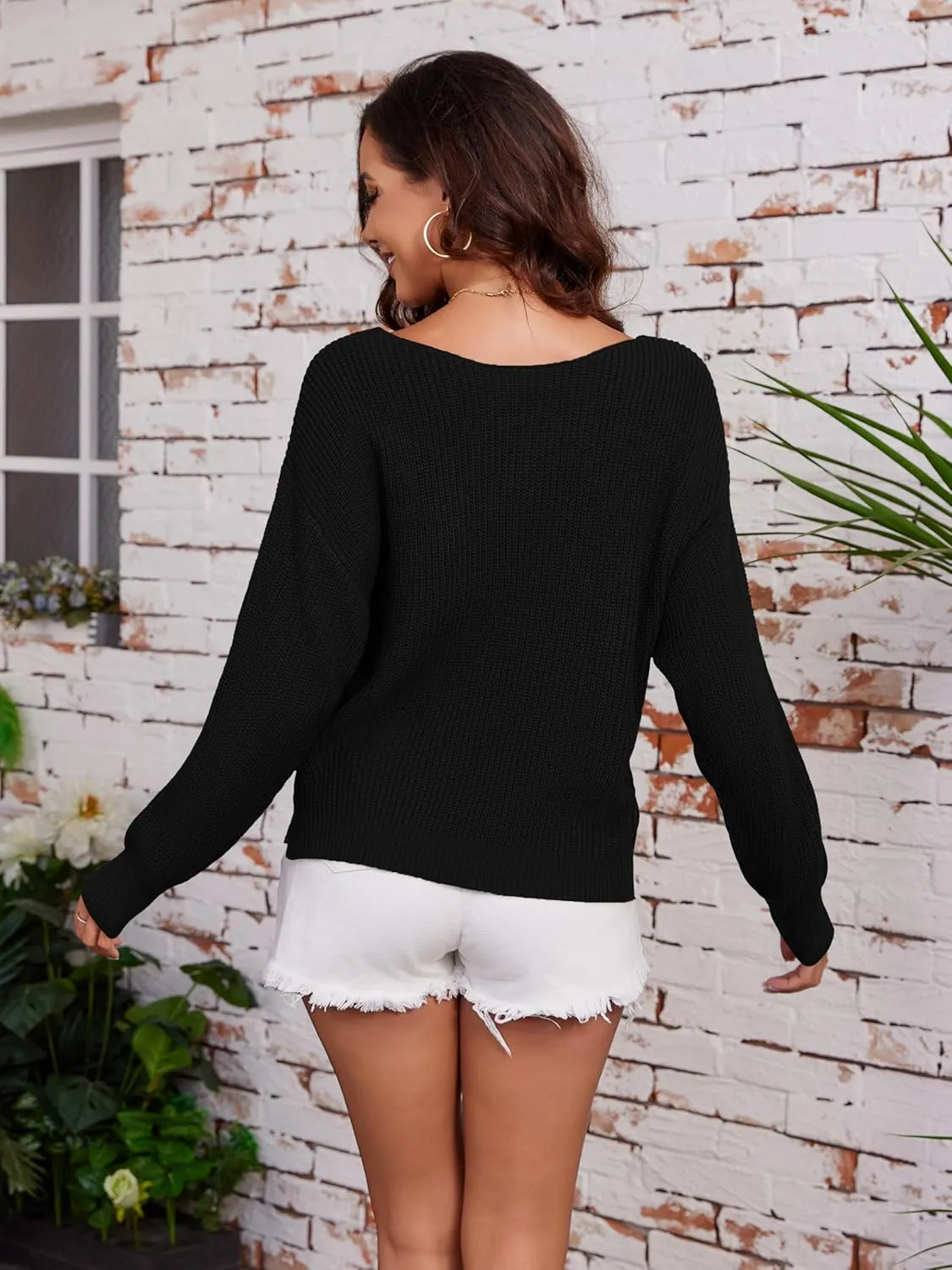 Womens Sweaters Oversized Long Sleeve Cropped Sweaters Cute Off The Shoulder Sweater for Women