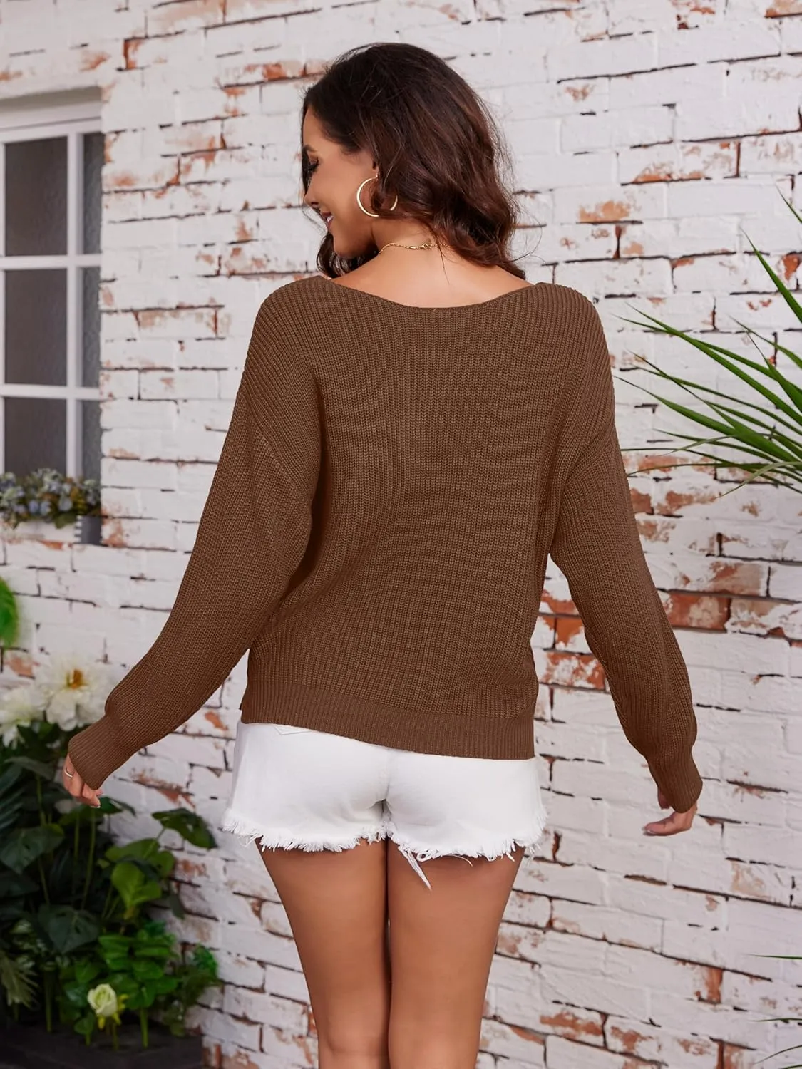 Womens Sweaters Oversized Long Sleeve Cropped Sweaters Cute Off The Shoulder Sweater for Women