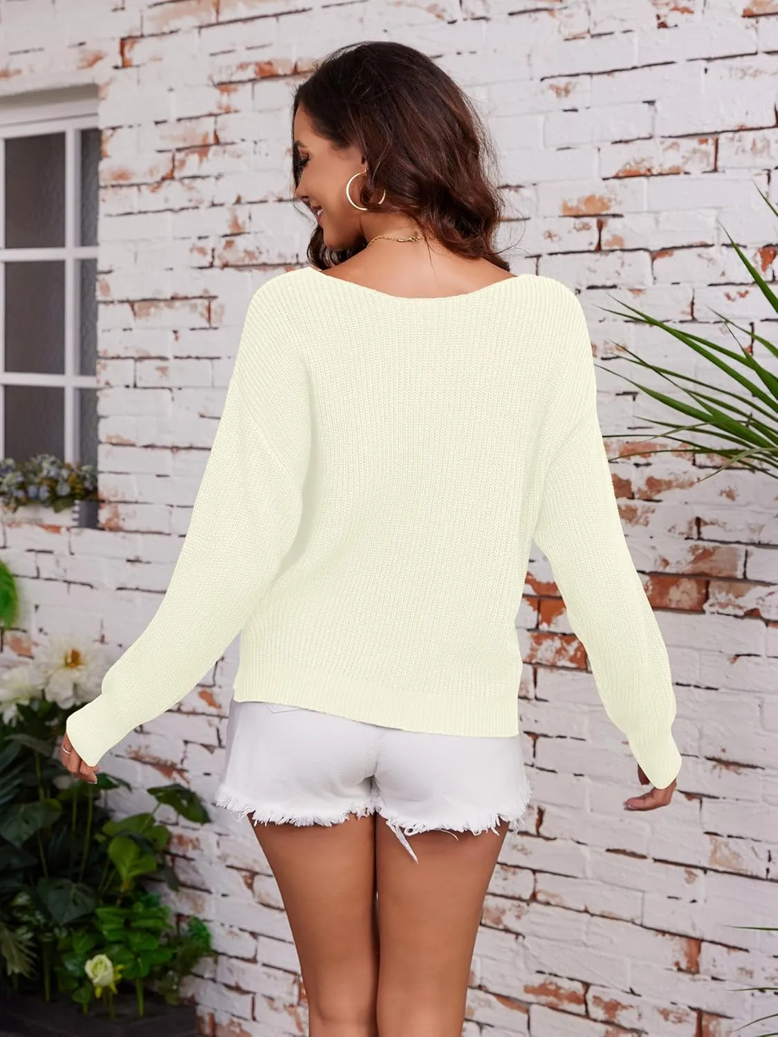 Womens Sweaters Oversized Long Sleeve Cropped Sweaters Cute Off The Shoulder Sweater for Women