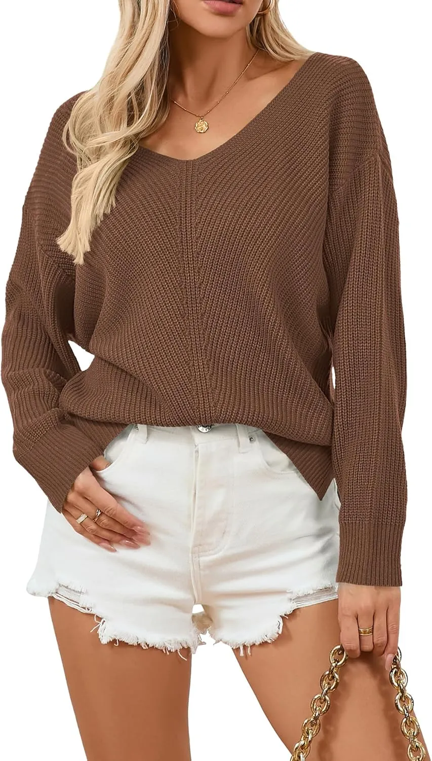 Womens Sweaters Oversized Long Sleeve Cropped Sweaters Cute Off The Shoulder Sweater for Women