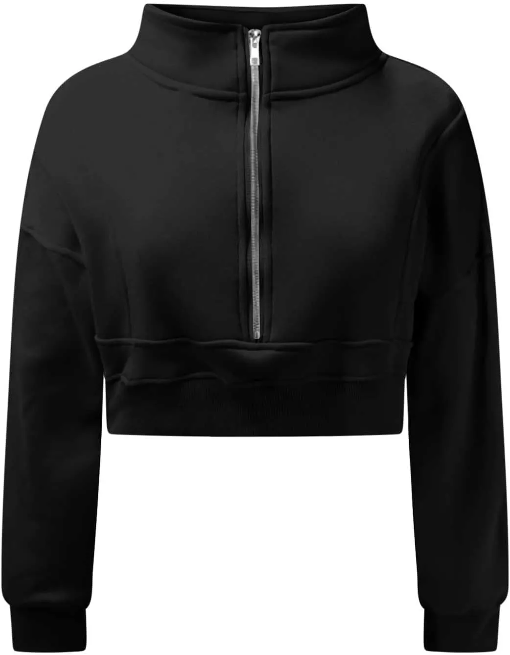 Womens Sweatshirt Half Zip Cropped Pullover Sweatshirts Stand Collar Pullover Tops With Thumb Hole Fleece Soft Outfits