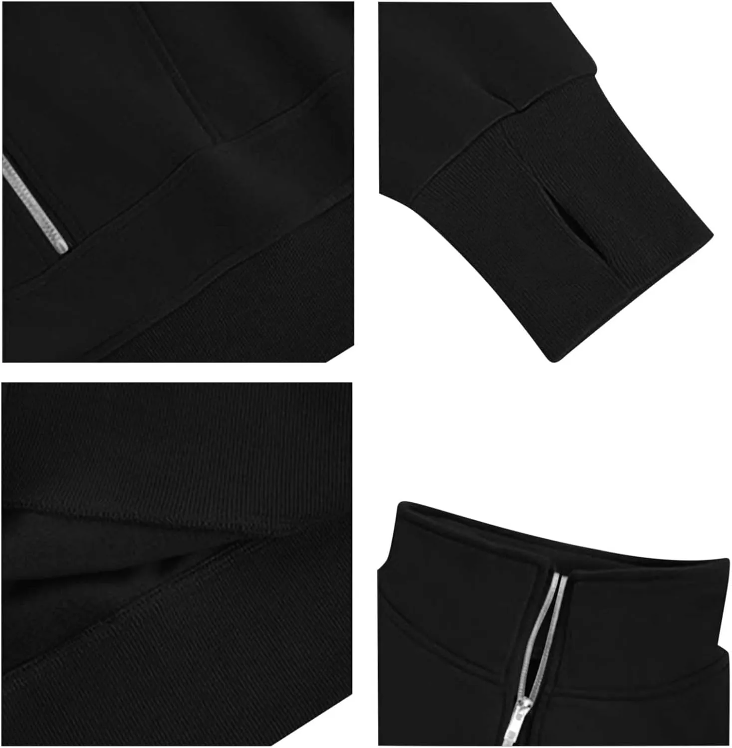 Womens Sweatshirt Half Zip Cropped Pullover Sweatshirts Stand Collar Pullover Tops With Thumb Hole Fleece Soft Outfits