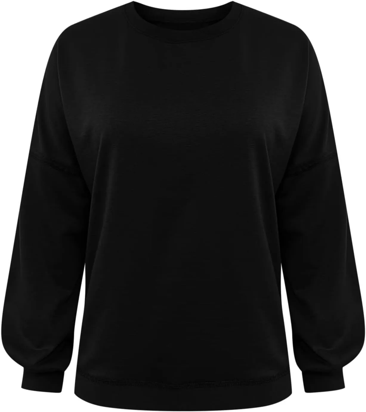 Womens Sweatshirt Long Sleeve Cropped Crewneck Sweater Lantern Sleeve Casual Fall Fashion Top Soft Lightweight Clothes