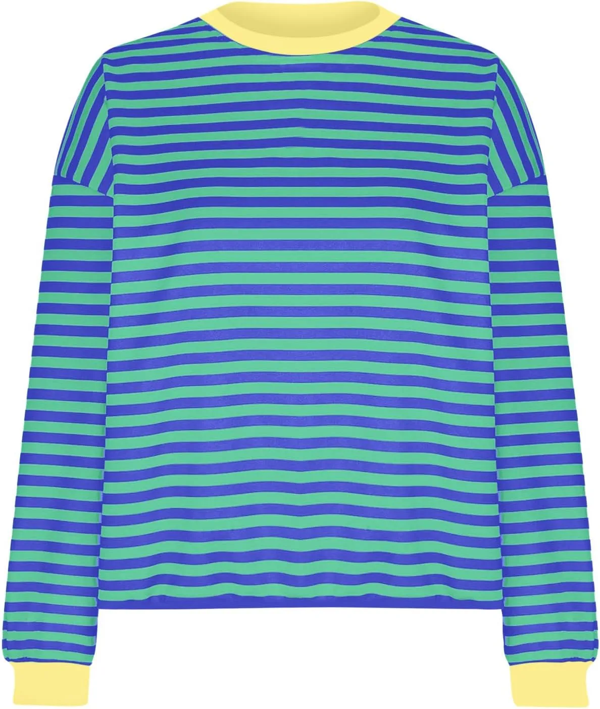 Womens Sweatshirts Crew Neck Long Sleeve Striped Colour Block Pullover Sweaters Fleece Casual Fall Trendy Clothes 2024