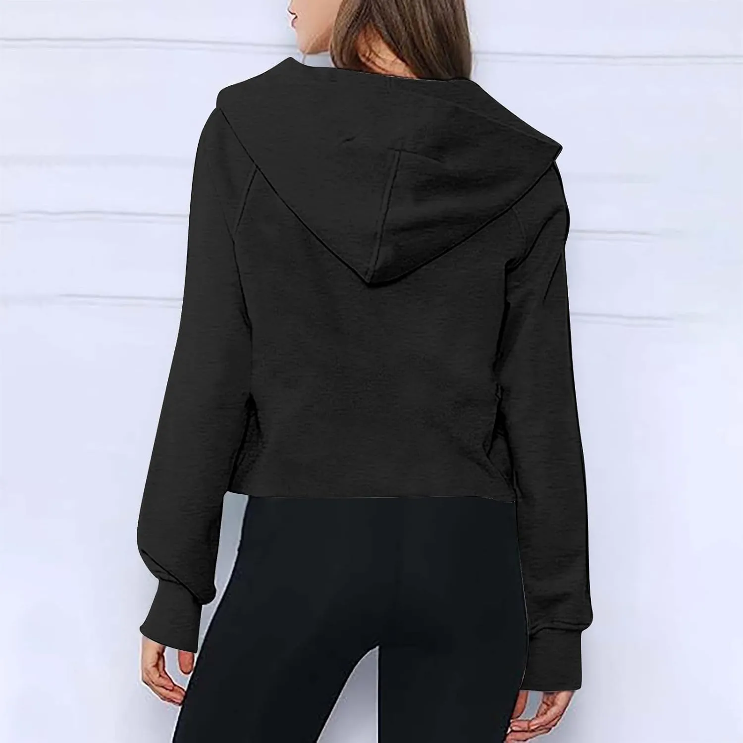 Womens Sweatshirts Half Zip Cropped Pullover Fleece Quarter Zipper Hoodies Fall Fashion Outfits With Pocket
