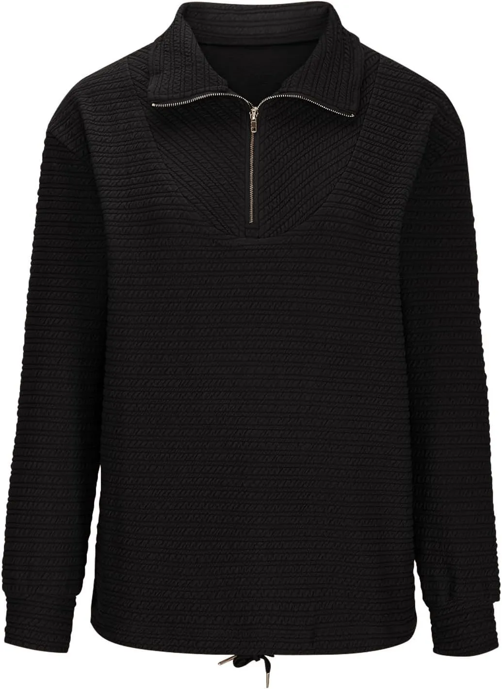 Womens Sweatshirts Half Zip Long Sleeve Sweater Fashion Waffle Plain Warm Tops Fall Trendy Fleece Pullover Top 2024