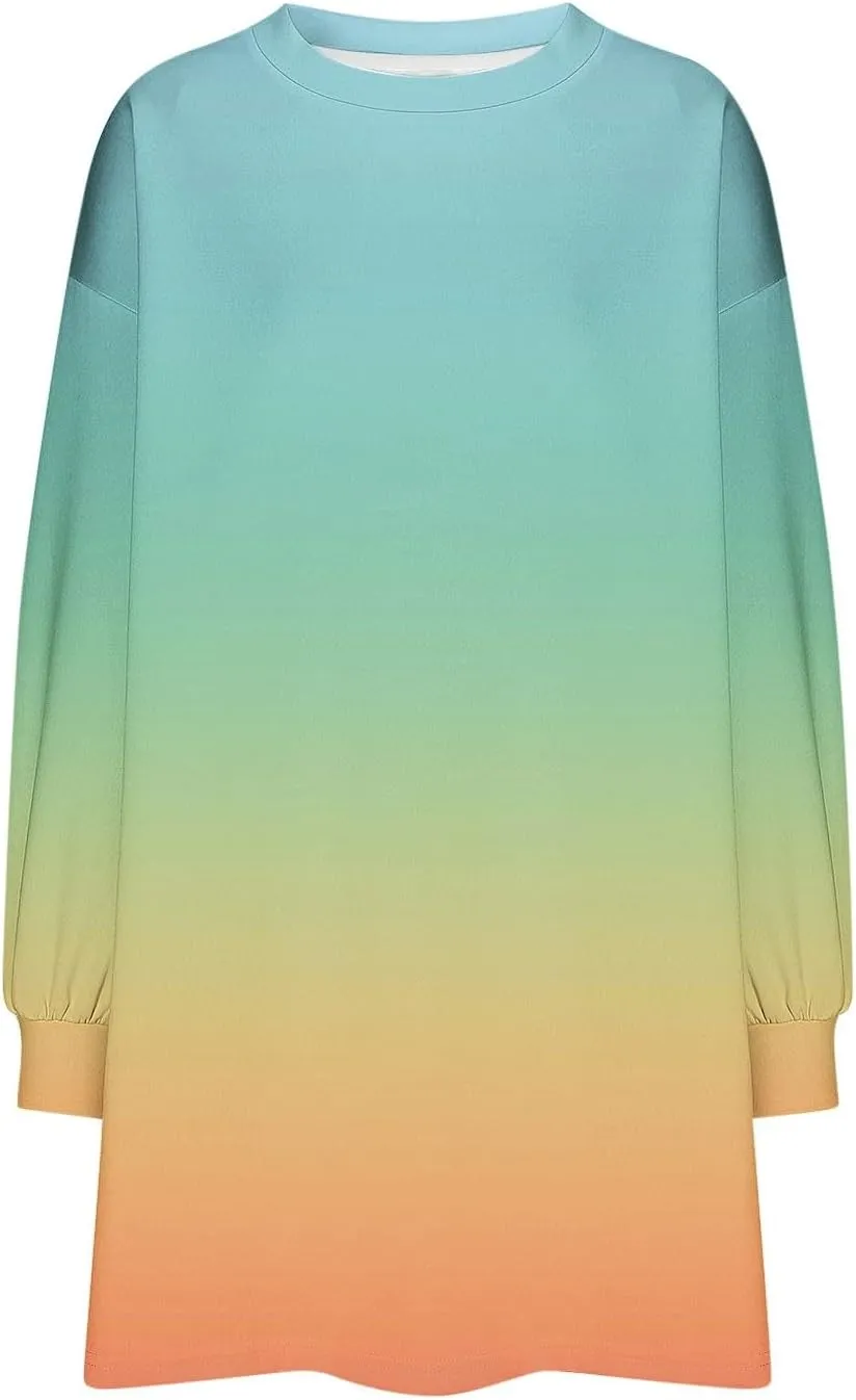 Womens Tie Dye Sweatshirt Oversized Casual Long Sleeve Crewneck Pullover Shirts 2024 Fashion off The Shoulder Sweater
