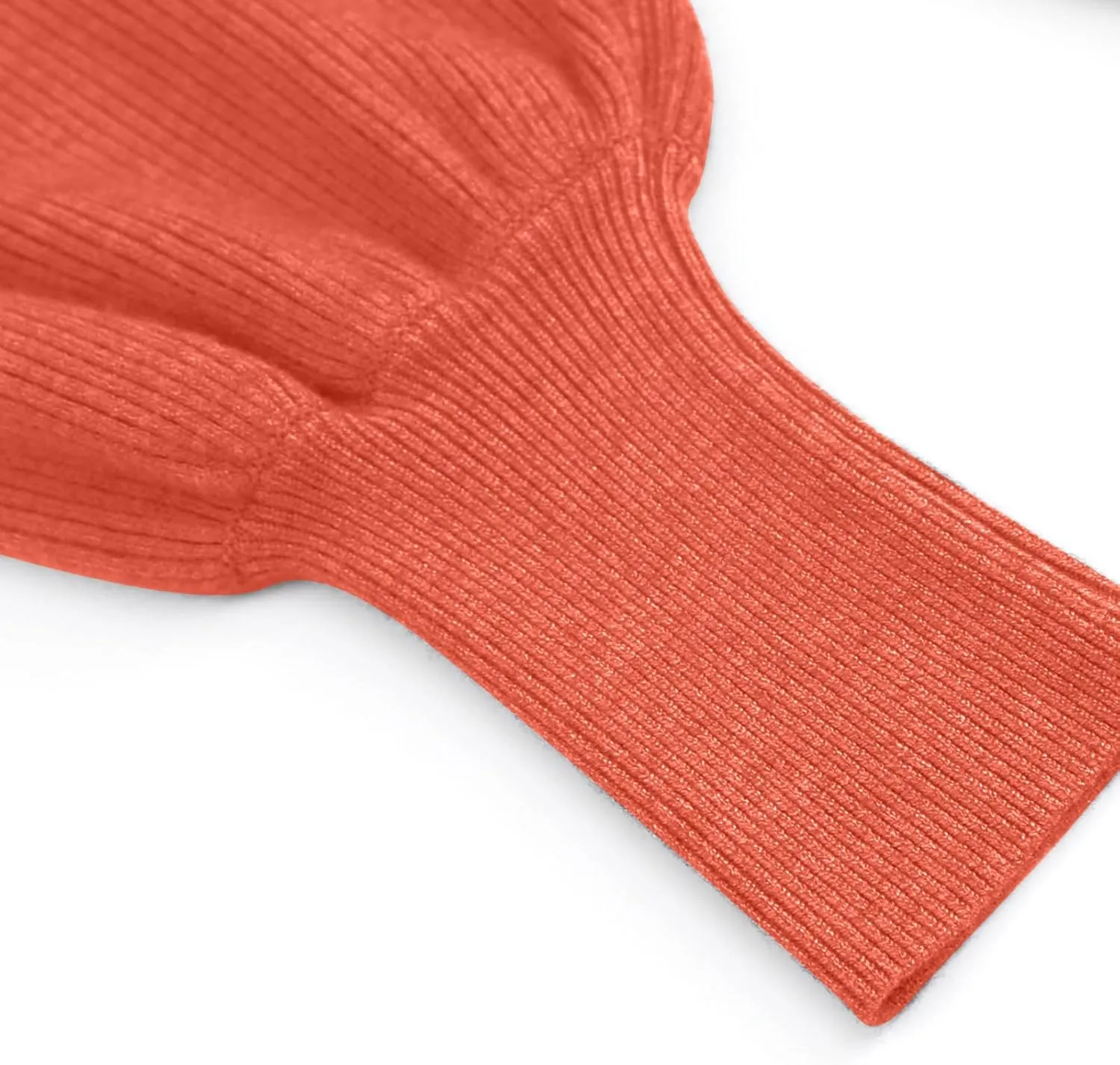 Womens Turtleneck Solid Batwing Sleeves Knitted Jumpers Oversized Sweaters and Pullovers Tops Ribbing Knit Sweater