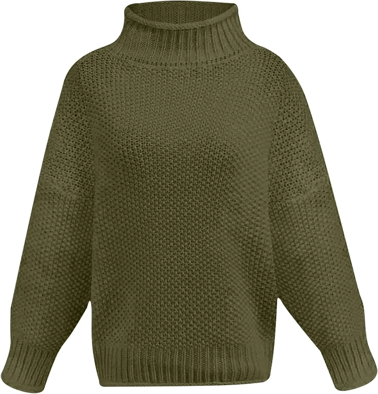 Womens Turtleneck Sweater Long Sleeve Knitted Sweater Winter Fashion Sweaters Casual Oversized Sweater Blouse