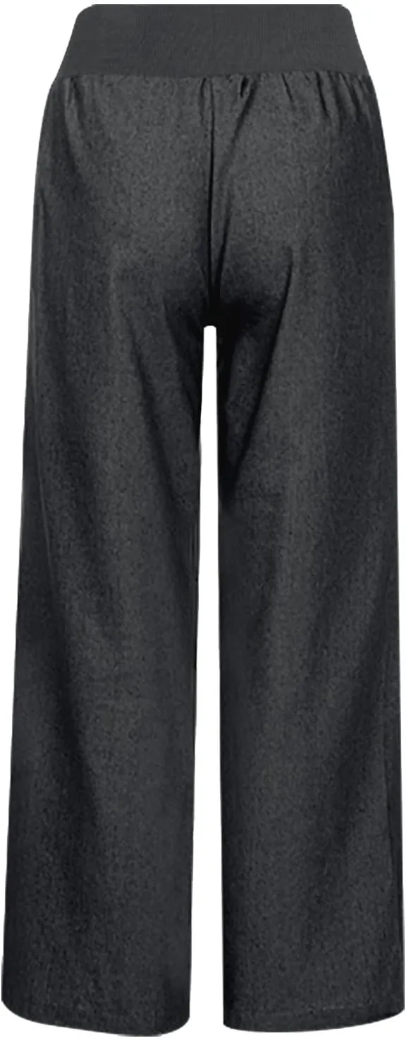 Womens Wide Leg Faux Denim Jeans Stretchy Pull On Baggy High Waisted Trendy Jeans Straight Casual Pants