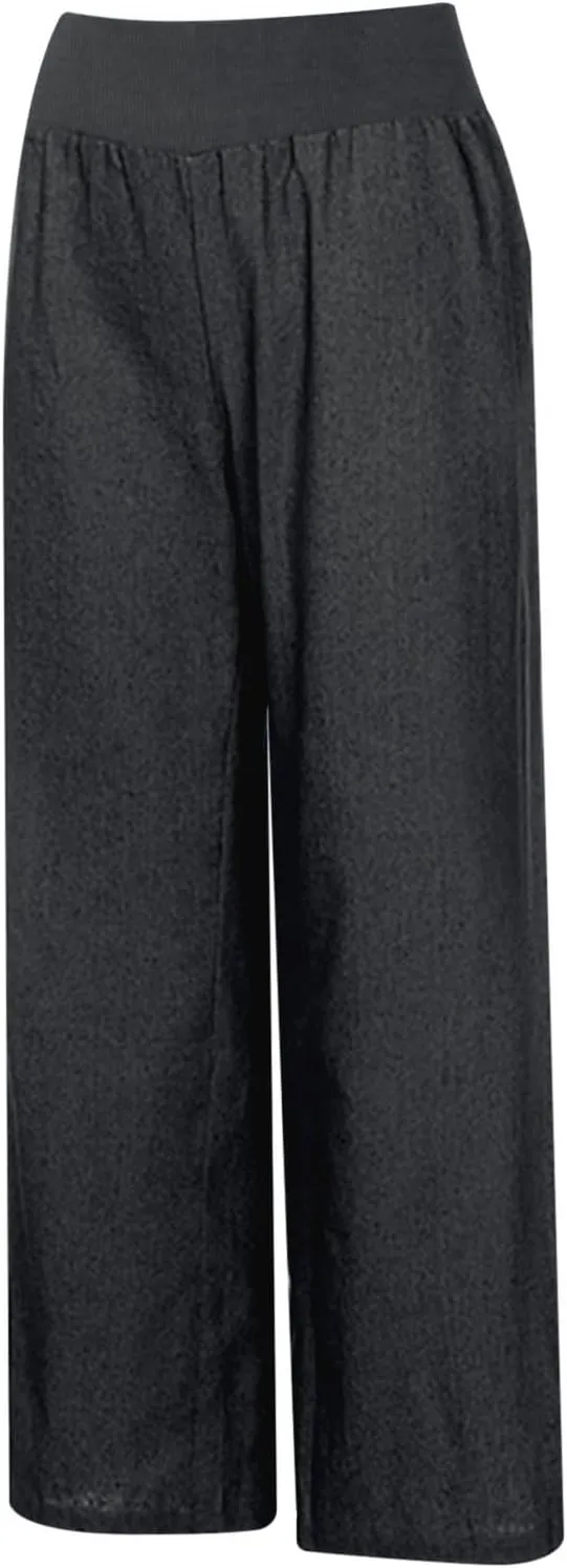 Womens Wide Leg Faux Denim Jeans Stretchy Pull On Baggy High Waisted Trendy Jeans Straight Casual Pants