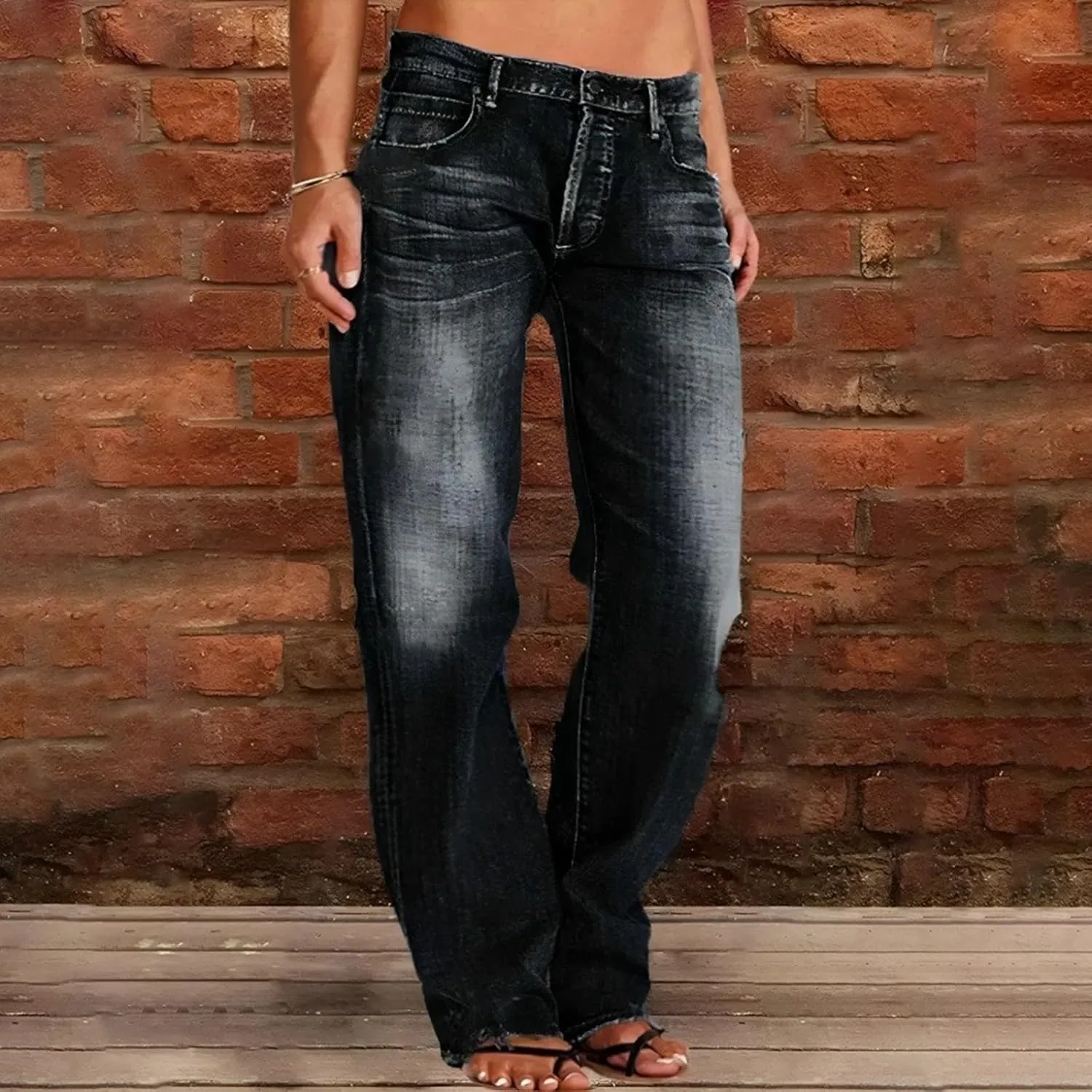 Women's Y2K Baggy Jeans Trendy Low Rise Jeans Casual Straight Leg Pants Loose Boyfriend Denim Pants Spring Outfits