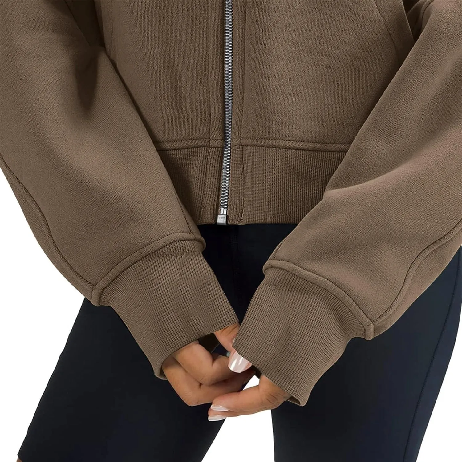 Womens Zip Up Hoodies Cropped Sweatshirts Fleece Pullover Casual Hooded Sweatshirt Fall Outfits Y2k Winter Tops 2024