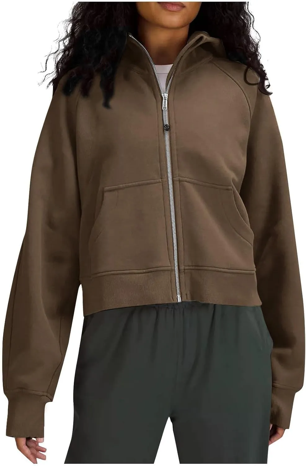 Womens Zip Up Hoodies Cropped Sweatshirts Fleece Pullover Casual Hooded Sweatshirt Fall Outfits Y2k Winter Tops 2024