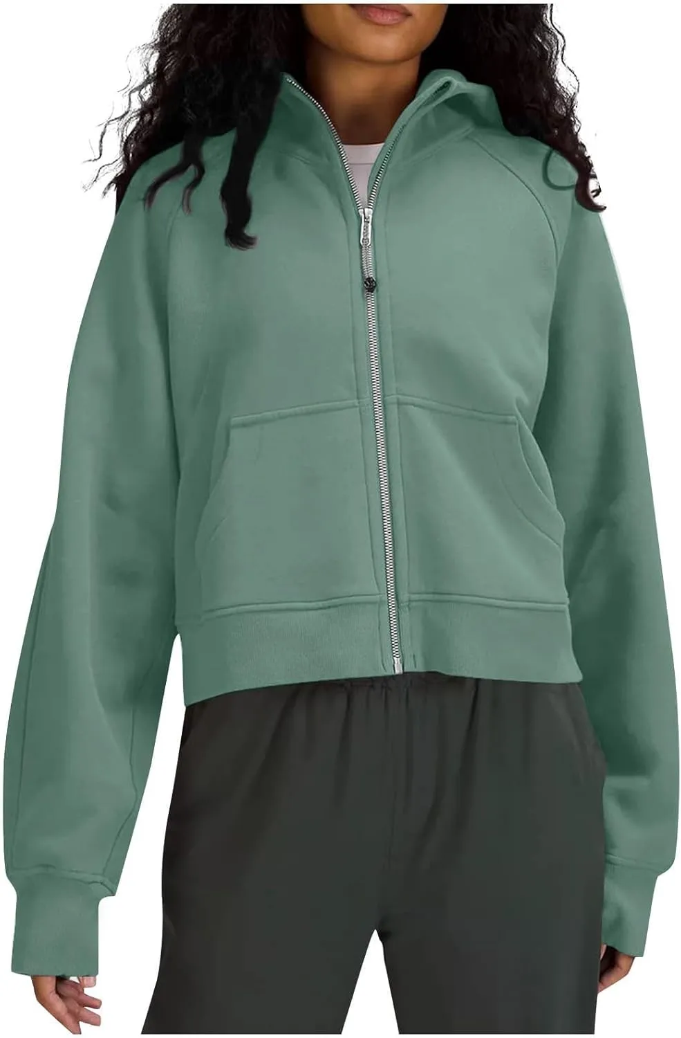 Womens Zip Up Hoodies Cropped Sweatshirts Fleece Pullover Casual Hooded Sweatshirt Fall Outfits Y2k Winter Tops 2024