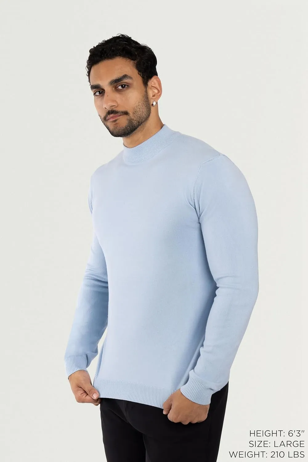 X RAY Mens Mock Neck Sweater, Soft Slim Fit Pullover Top, Basic Mock Neck Sweater for Men