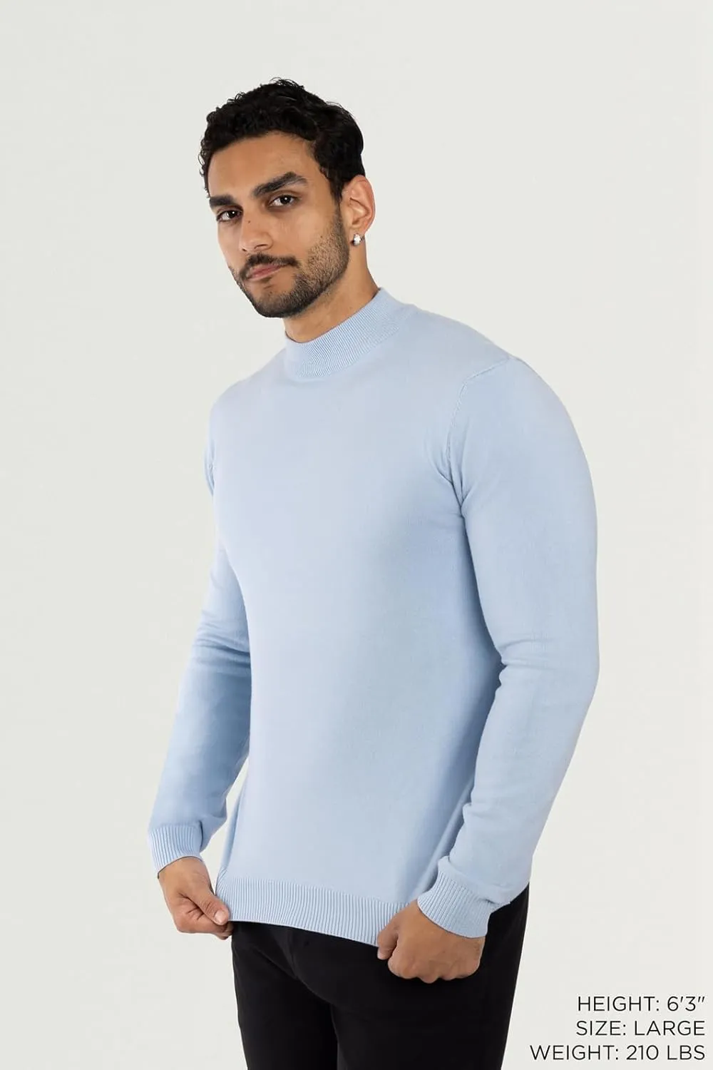 X RAY Mens Mock Neck Sweater, Soft Slim Fit Pullover Top, Basic Mock Neck Sweater for Men