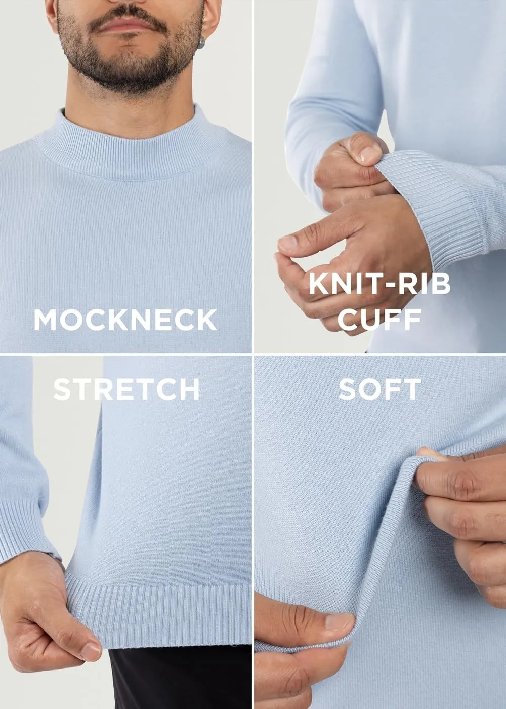 X RAY Mens Mock Neck Sweater, Soft Slim Fit Pullover Top, Basic Mock Neck Sweater for Men