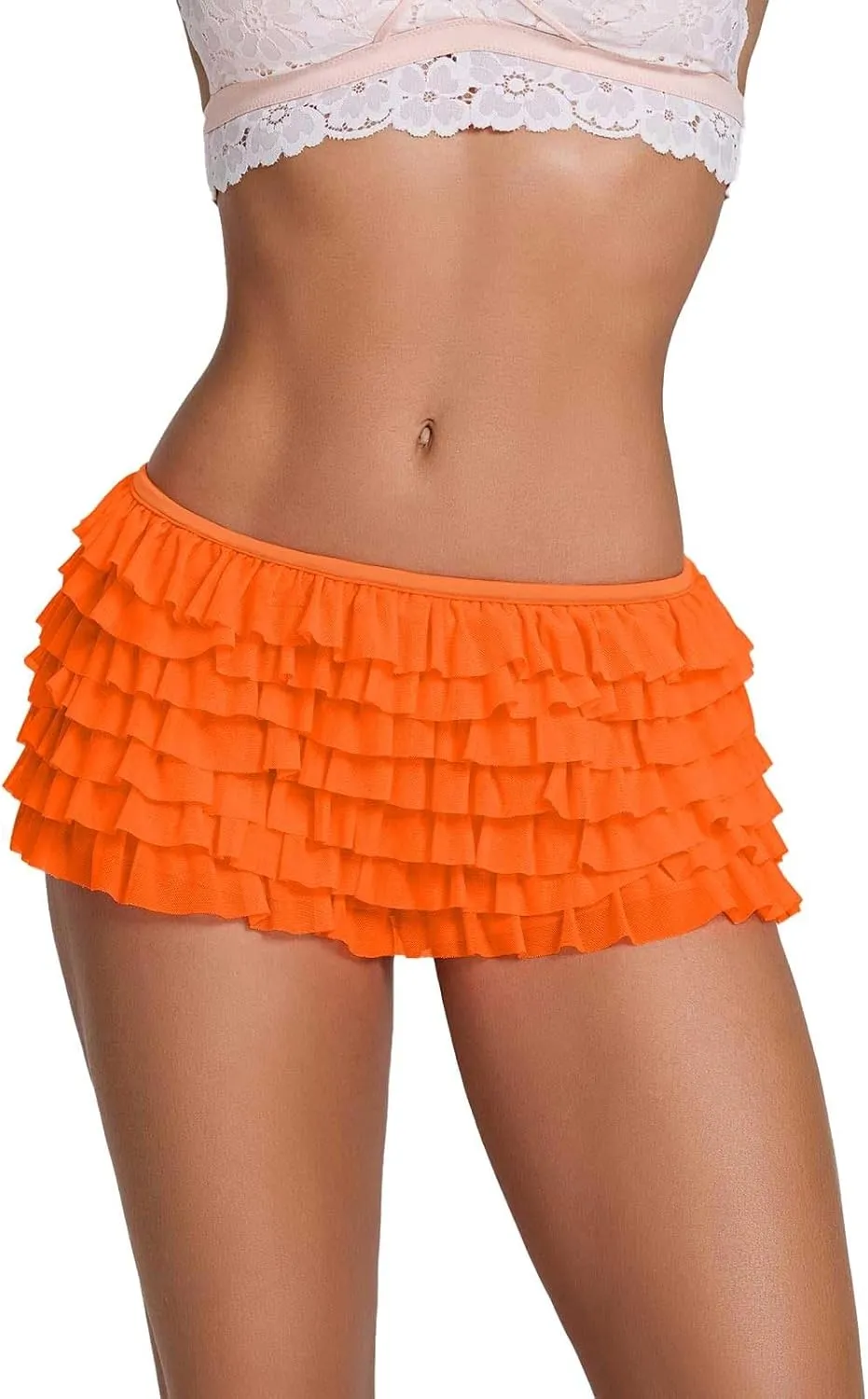 Yellow Ruffle Skirt for Women Lace Mini Skirt Layered Flowing Floral Tiered Short Skirt Y2k Low Waist Skirts