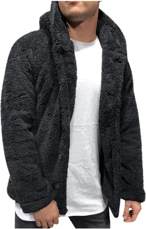 Ymosrh Men's Fleece Jacket Winter Thick Sherpa Hoodie Jacket Coat Outwear Men, M-3XL