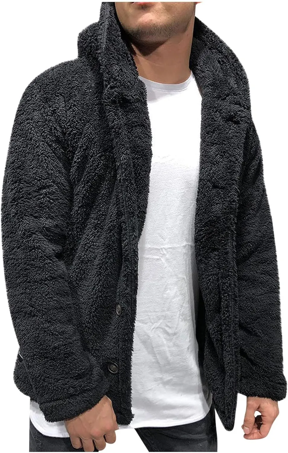 Ymosrh Men's Fleece Jacket Winter Thick Sherpa Hoodie Jacket Coat Outwear Men, M-3XL