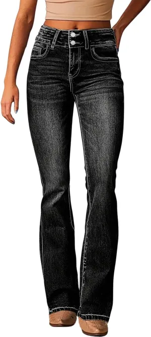 yoeasy Womens High Waisted Jeans Flare Bell Bottom Retro Stretch Boyfriend Bootcut Casual Denim Pants