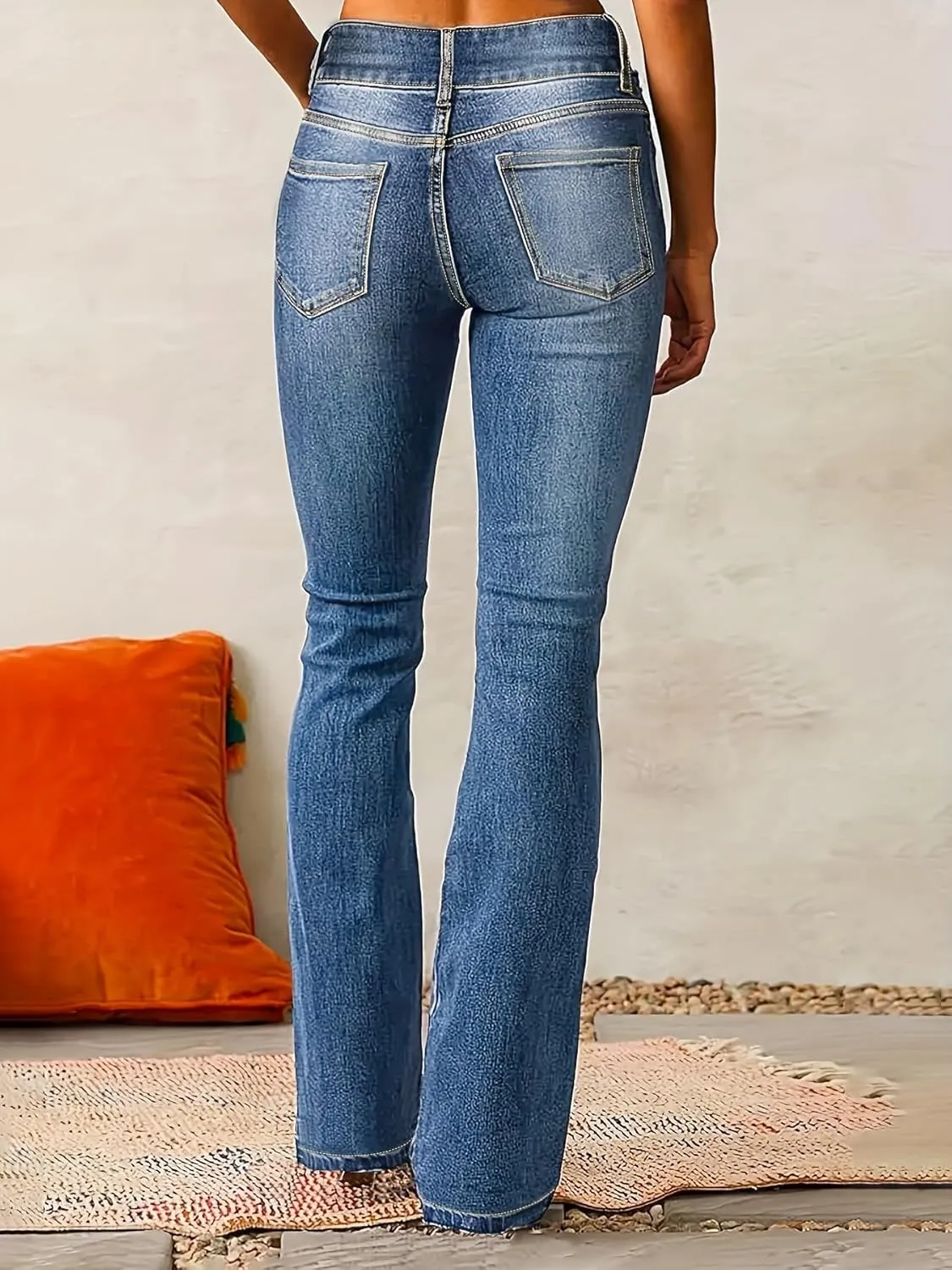 yoeasy Womens High Waisted Jeans Flare Bell Bottom Retro Stretch Boyfriend Bootcut Casual Denim Pants