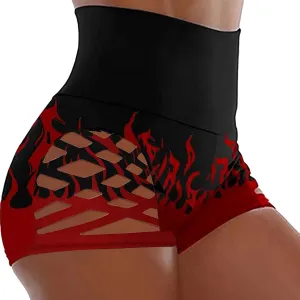 Yoga Shorts for Women Scrunch Butt Lifting Shorts Hollow Out High Waisted Running Shorts Leopard/Floral Print Biker Shorts