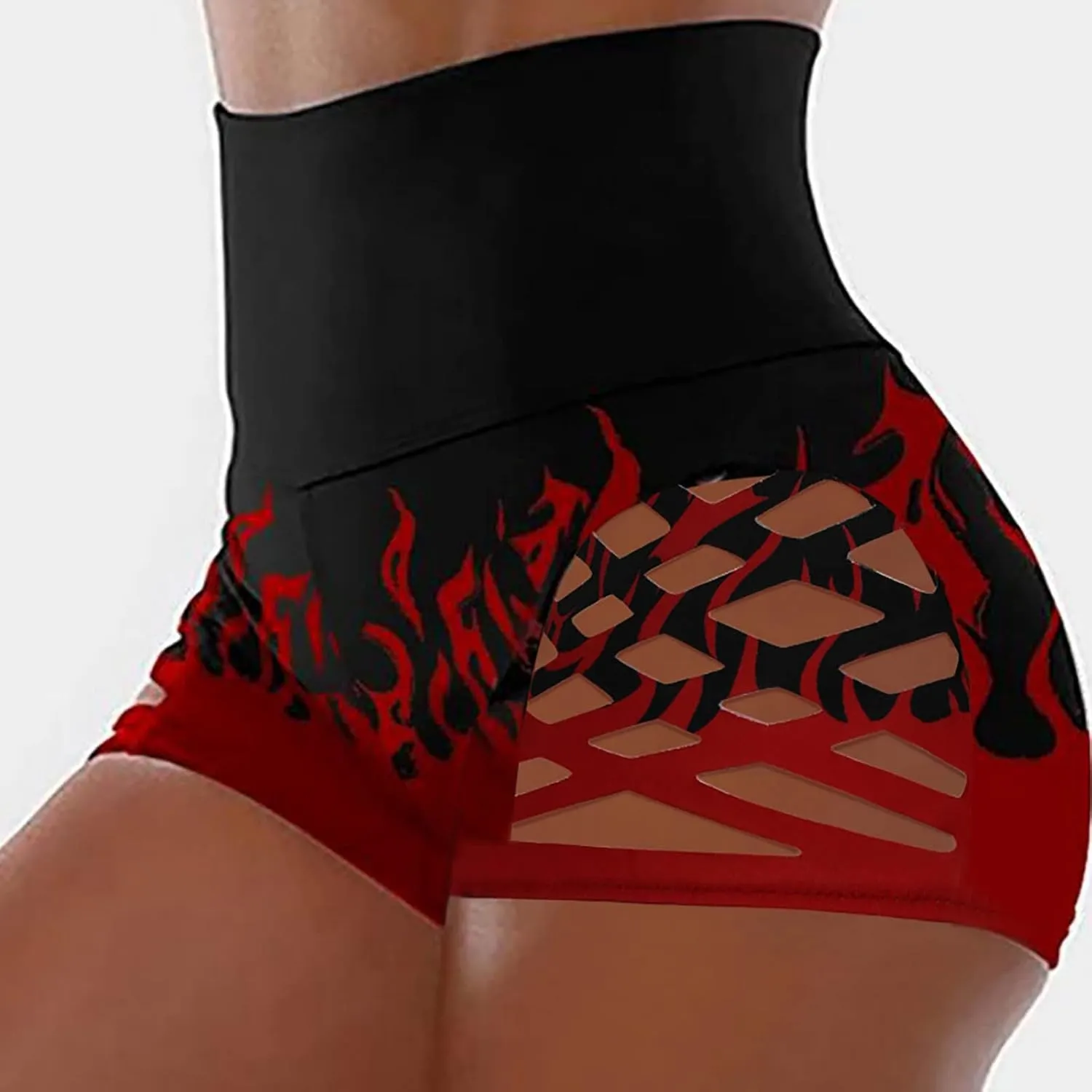 Yoga Shorts for Women Scrunch Butt Lifting Shorts Hollow Out High Waisted Running Shorts Leopard/Floral Print Biker Shorts
