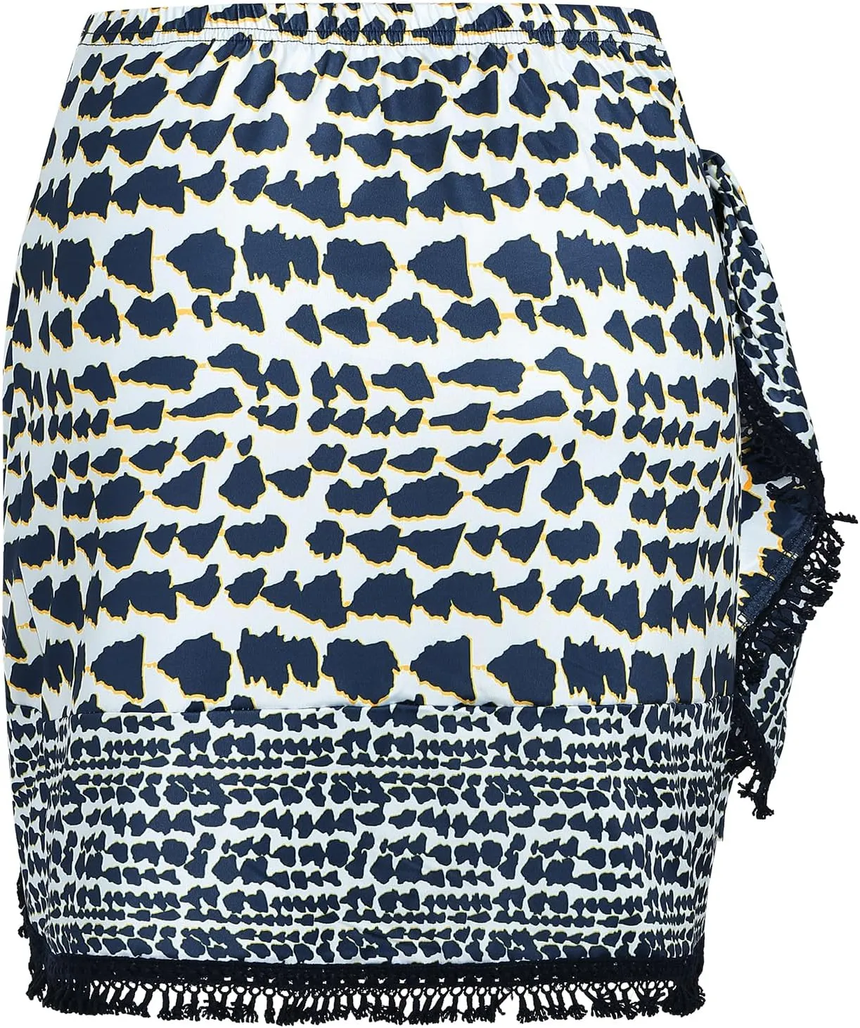 ZAFUL Slit Skirt for Women Boho Print Tie Side Wrap Tassel Casual Beach Mini Skirt