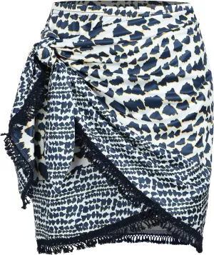 ZAFUL Slit Skirt for Women Boho Print Tie Side Wrap Tassel Casual Beach Mini Skirt