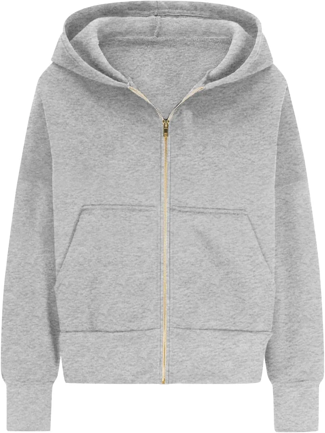 Zip Up Hoodie Women Fleece Sweatshirts Cropped Sweaters Long Sleeve Pullover Drop Shoulder Loose Fitting Tops Pocket